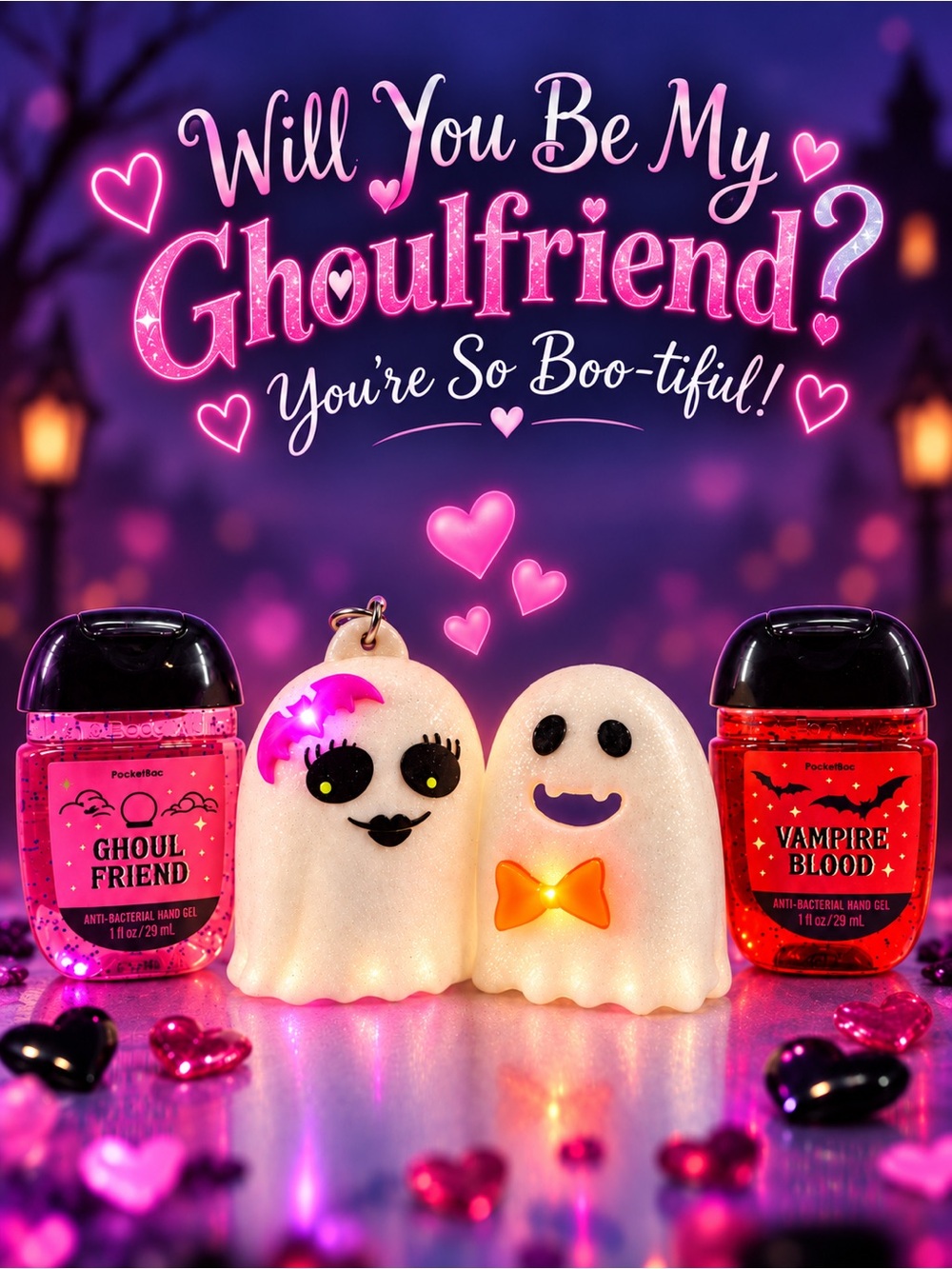 RARE Bath & Body Works Ghost Couple PocketBac Holders Light Up GITD NWOT